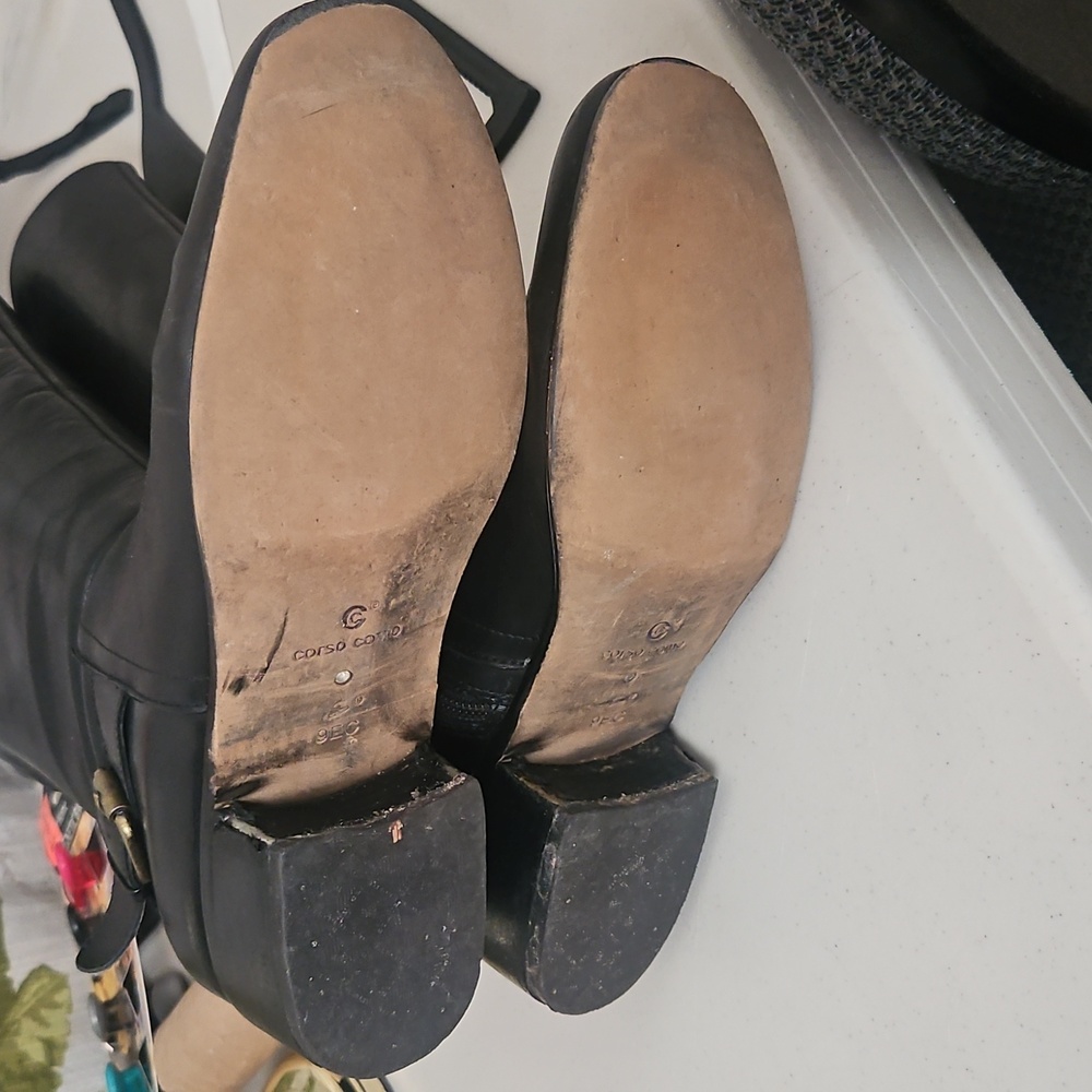 Corso Como Black Leather Boots 1.5" Heel. Buckles Size 9E In Great condition - Picture 3 of 16
